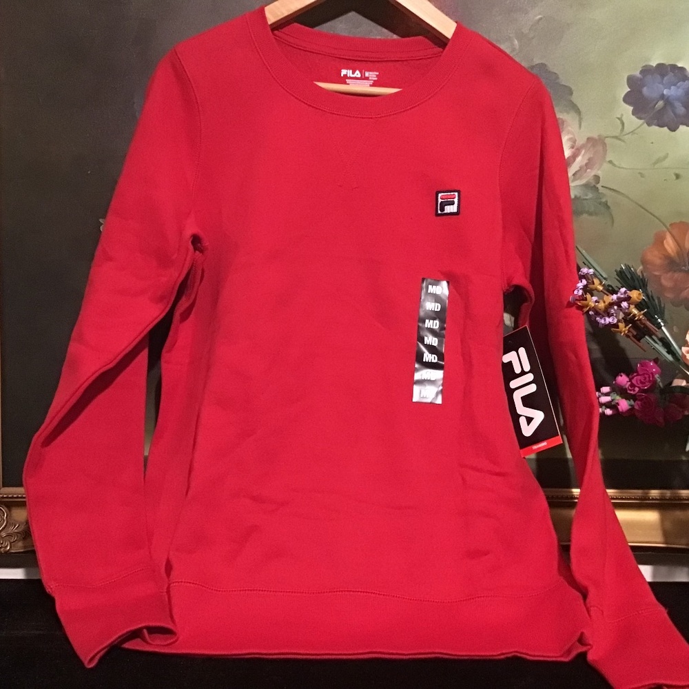 NWT Women Fila Long Sleeve Crew Neck Lightweight Sweatshirt Red Size M